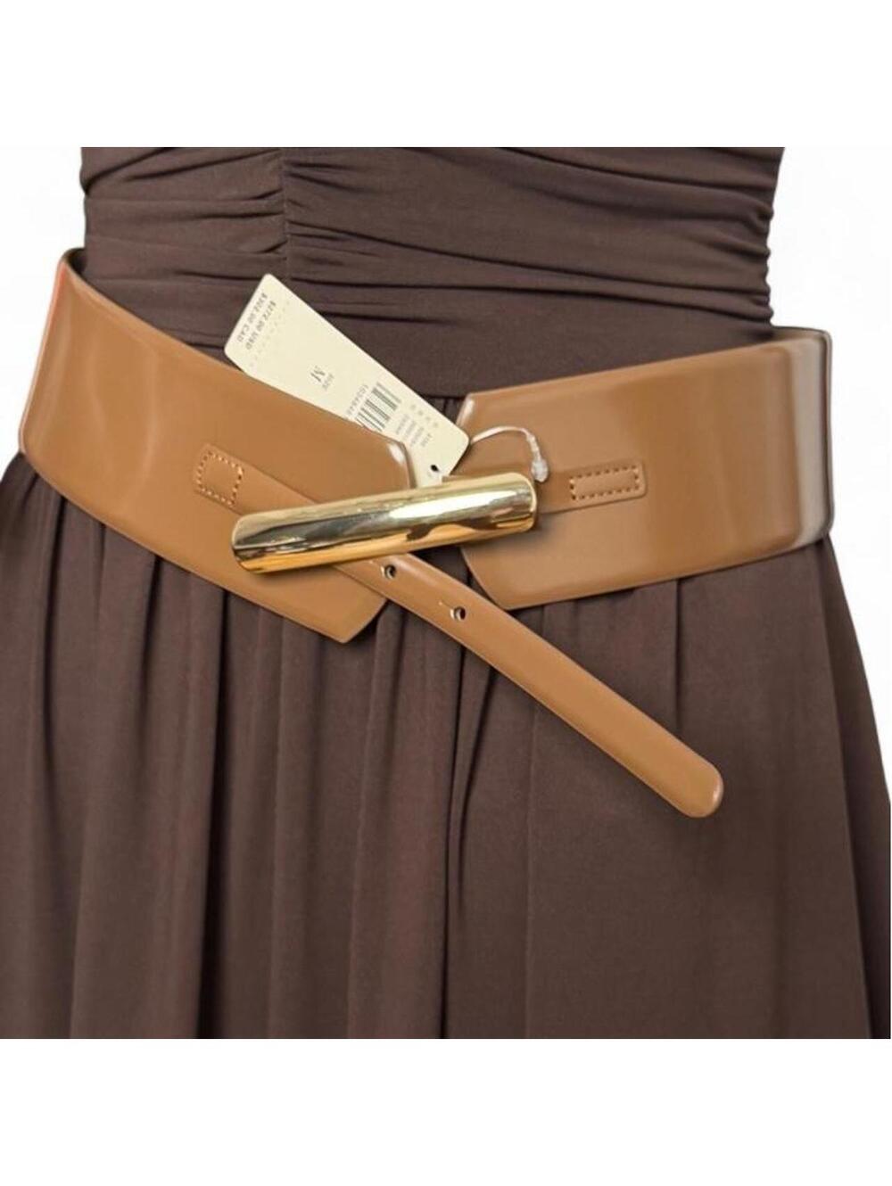 B-Low The Belt Tan Leather Belt with Gold Buckle, Size M, New with Tags - Picture 2 of 7